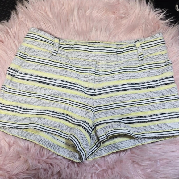 LOFT Pants - LOFT High Waist Yellow and White Striped Shorts